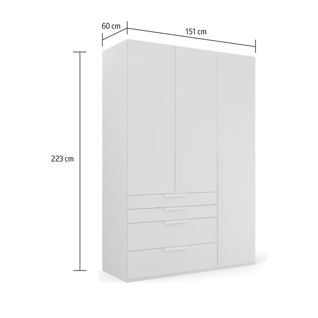 Oakwood Rauch Purisma White 3 Door Hinged  Combi Wardrobe