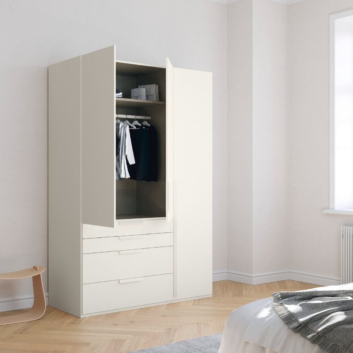 Oakwood Rauch Purisma White 3 Door Hinged  Combi Wardrobe