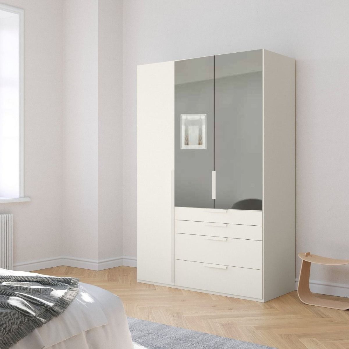 Oakwood Rauch Purisma White 3 Door Hinged  Combi Wardrobe