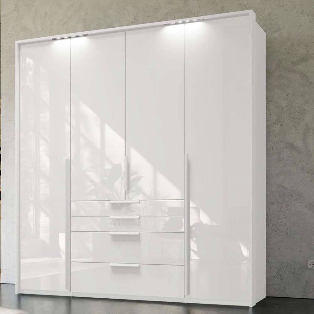 Oakwood Rauch Purisma White 4 Door Hinged  Combi Wardrobe 201CM