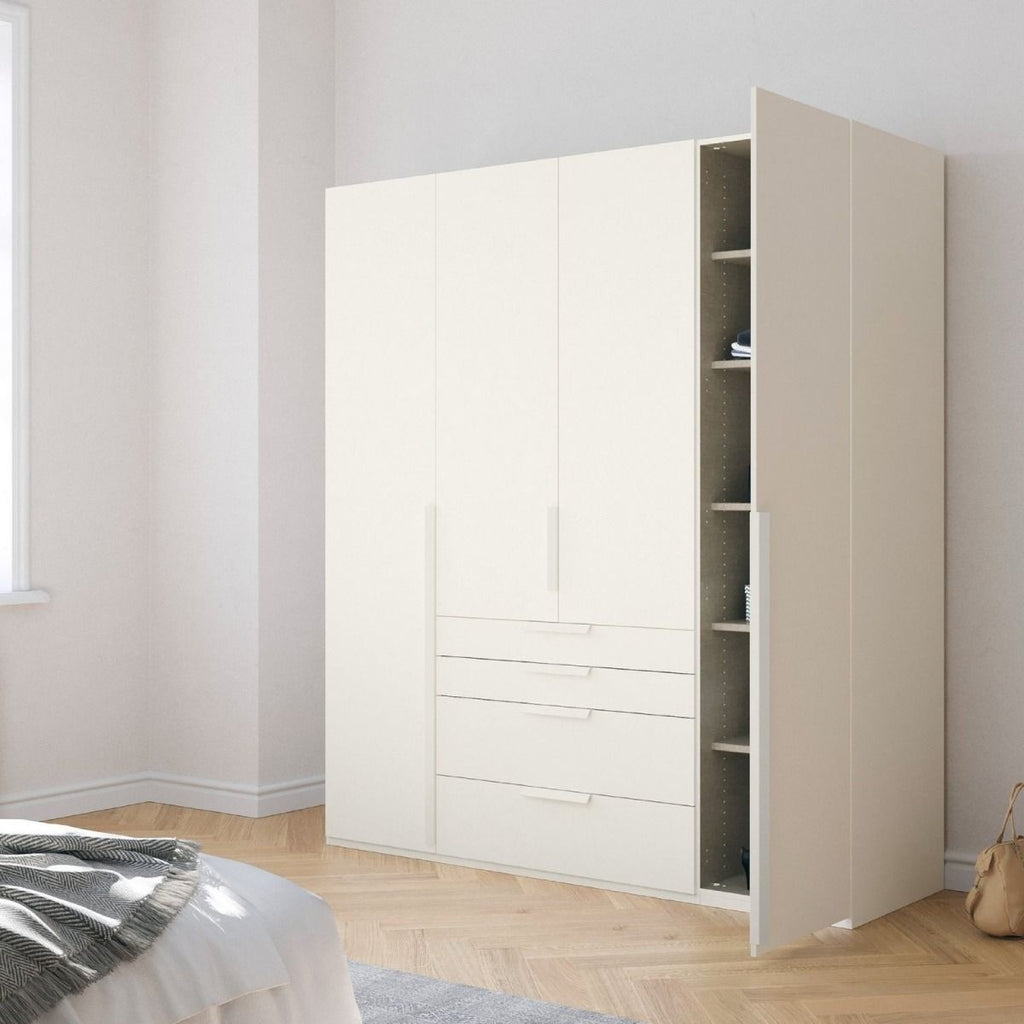 Oakwood Rauch Purisma White 4 Door Hinged  Combi Wardrobe 201CM