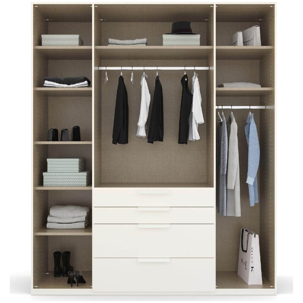 Oakwood Rauch Purisma White 4 Door Hinged  Combi Wardrobe 201CM