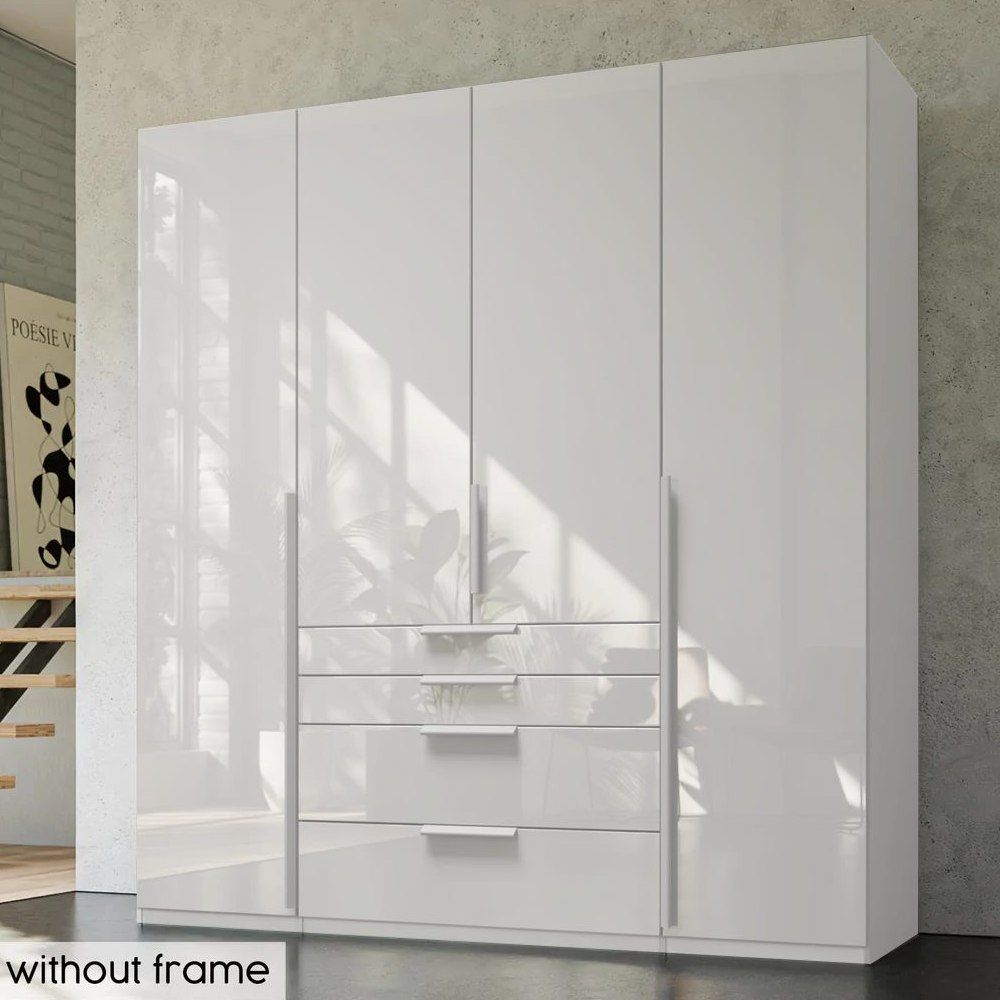 Oakwood Rauch Purisma White 4 Door Hinged  Combi Wardrobe 201CM