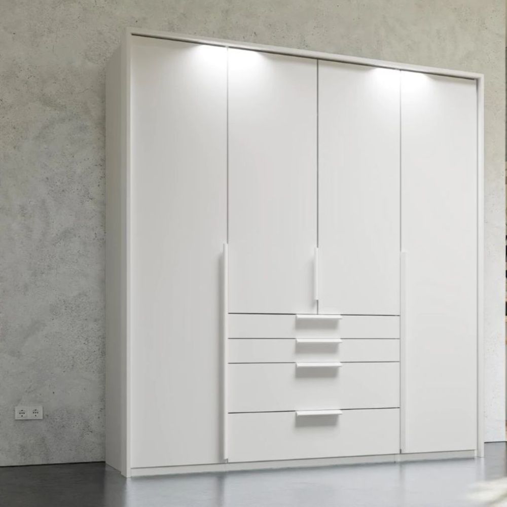 Oakwood Rauch Purisma White 4 Door Hinged  Combi Wardrobe 201CM