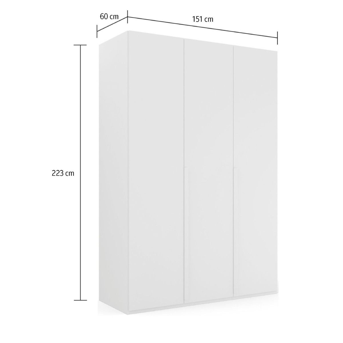 Oakwood Rauch Purisma 3 Door Hinged Silk Grey Fully Loaded Wardrobe 150CM