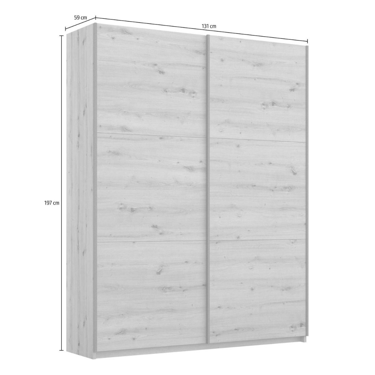 Oakwood Rauch Bristol Artisan Oak Sliding Door Wardrobe 131CM