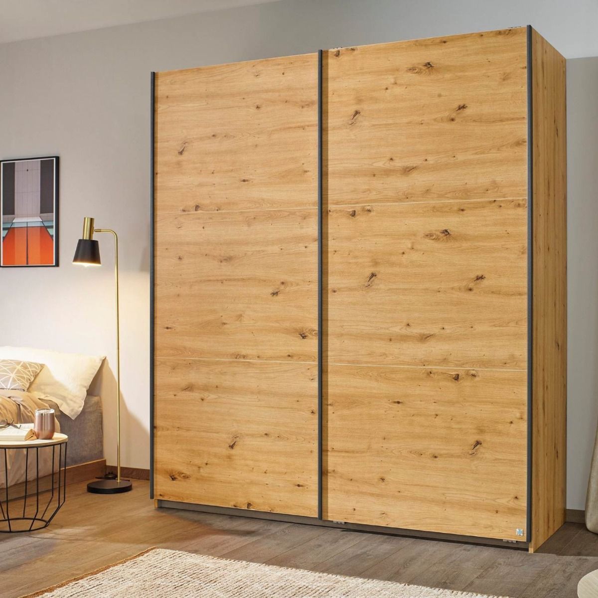 Oakwood Rauch Bristol Artisan Oak Sliding Door Wardrobe 131CM