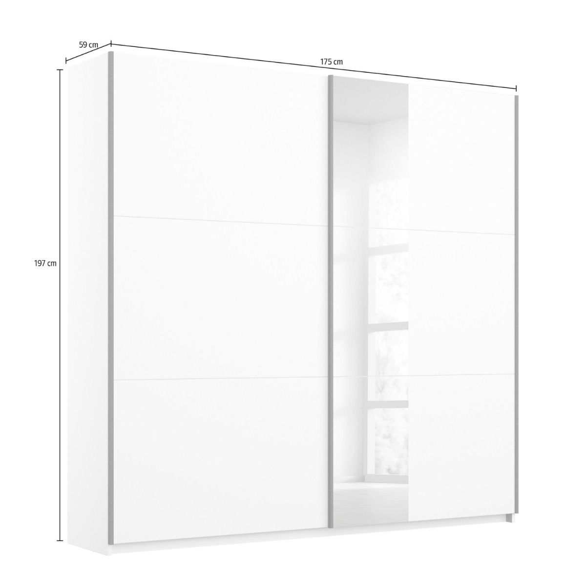 Oakwood Rauch Dresden 131CM Width White Sliding Door Wardrobe With Mirror