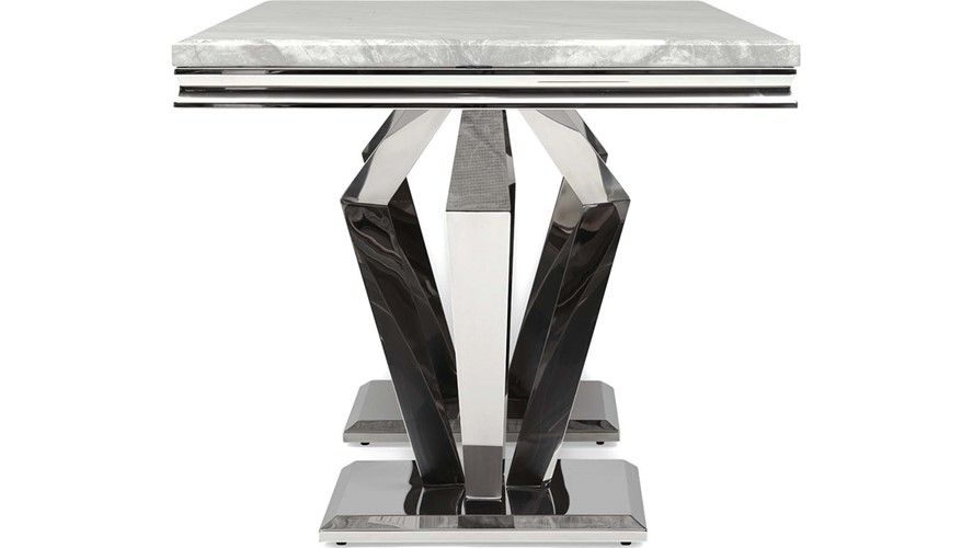 Oakwood Sorrento 1.8m Polished Steel & Grey Marble Top Dining Table