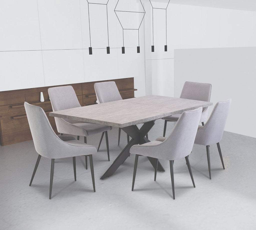 Oakwood 4 x Rimini Fabric Dining Chairs - Grey Fabric