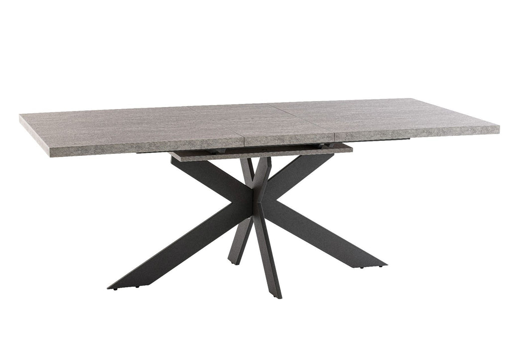 Oakwood Rimini 1.6 (+0.4)m Extending Dining Table - Light Grey with Rimini Dining Chairs - Teal/Grey Fabric