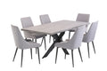 Oakwood Rimini 1.6 (+0.4)m Extending Dining Table - Light Grey with Rimini Dining Chairs - Grey Fabric