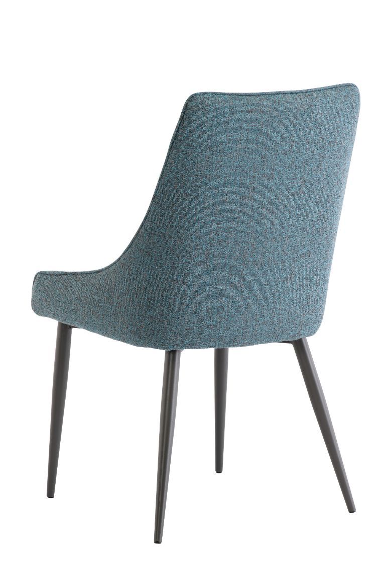 Oakwood 4 x Rimini Fabric Dining Chairs - Teal/Grey Fabric