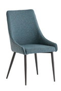 Oakwood 4 x Rimini Fabric Dining Chairs - Teal/Grey Fabric