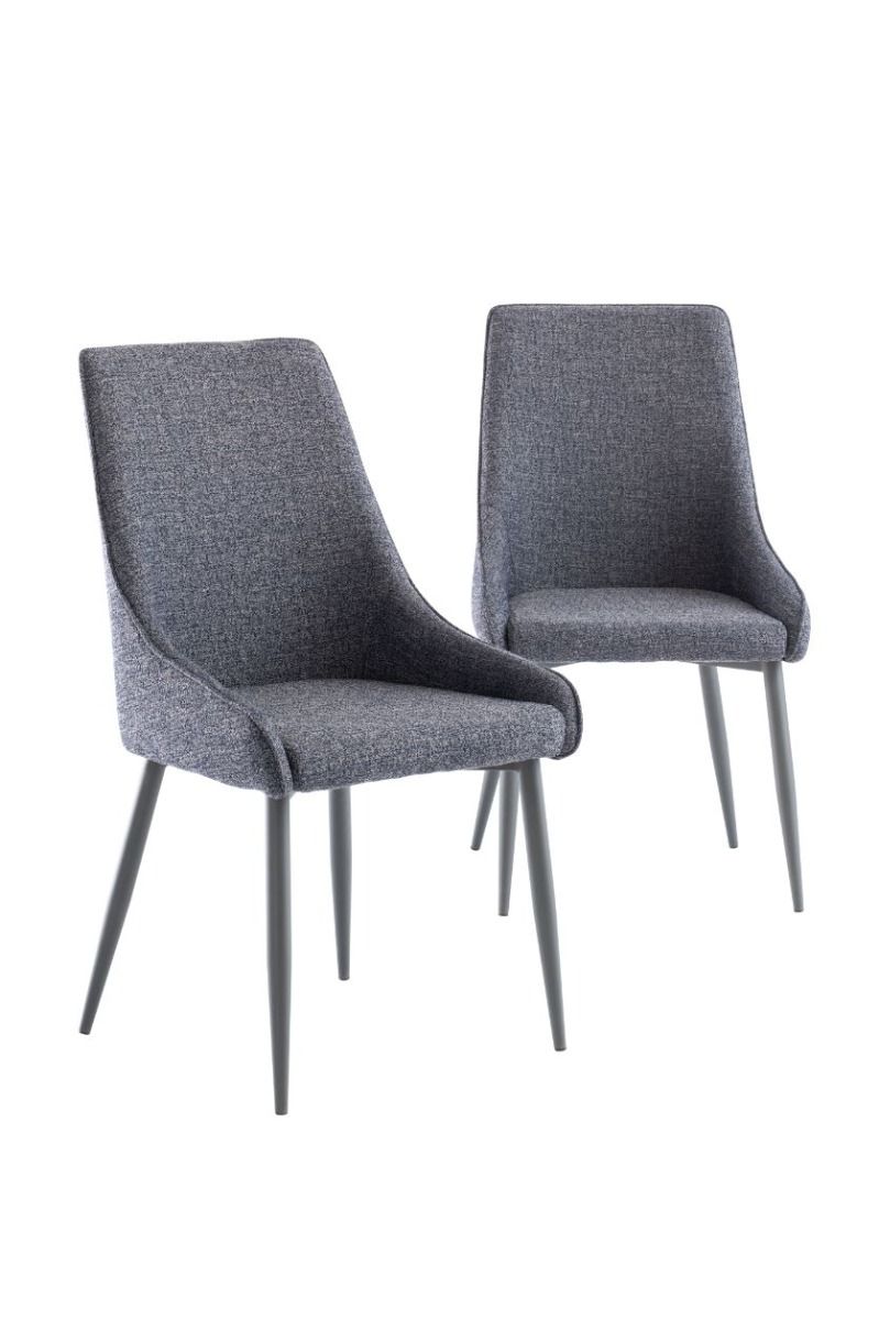Oakwood 4 x Rimini Fabric Dining Chairs - Blue/Grey Fabric