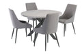 Oakwood Rimini 1.2m Round Dining Table - Light Grey with Rimini Dining Chairs - Mineral Grey Fabric