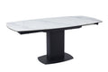 Oakwood Motion White Marble Ceramic Swivel Extending Dining Table