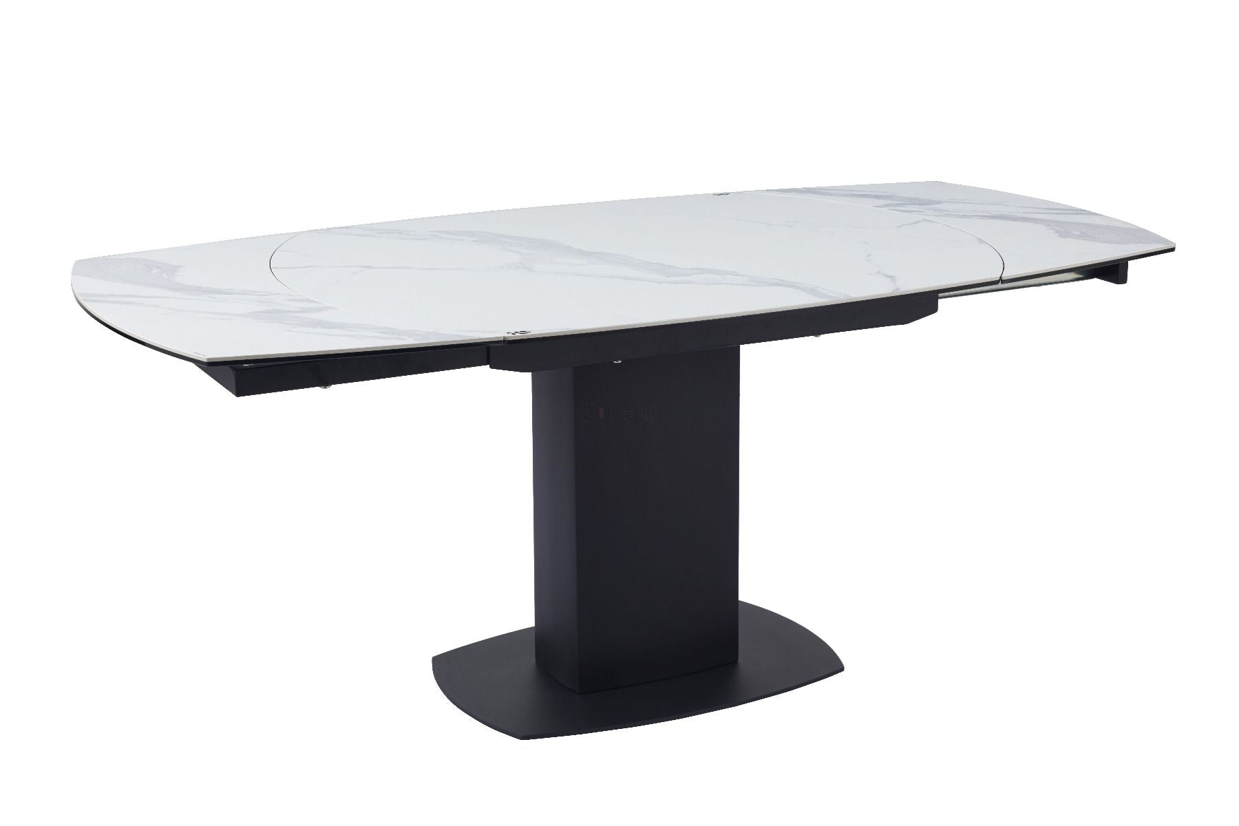 Oakwood Motion White Marble Ceramic Swivel Extending Dining Table