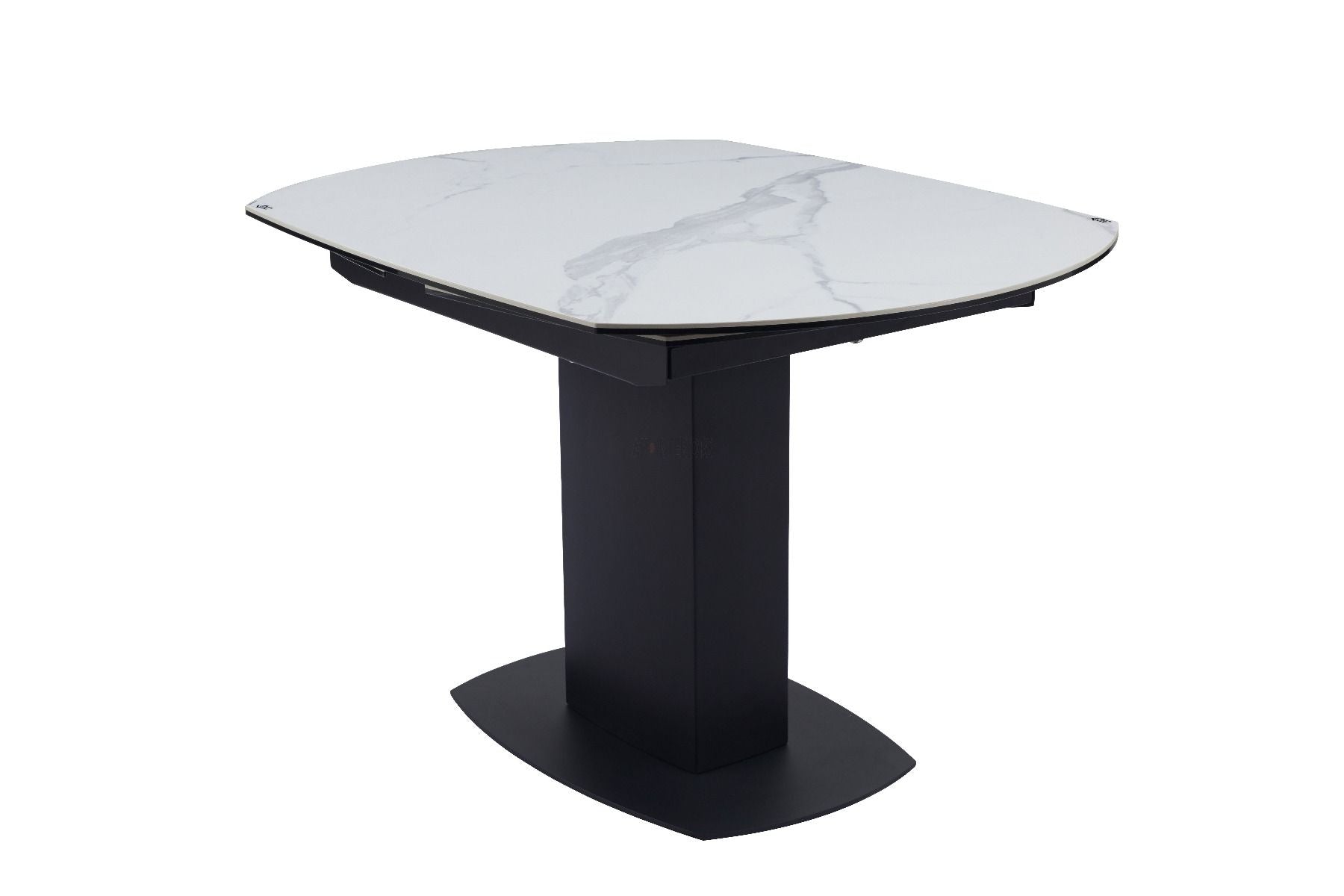Oakwood Motion White Marble Ceramic Swivel Extending Dining Table