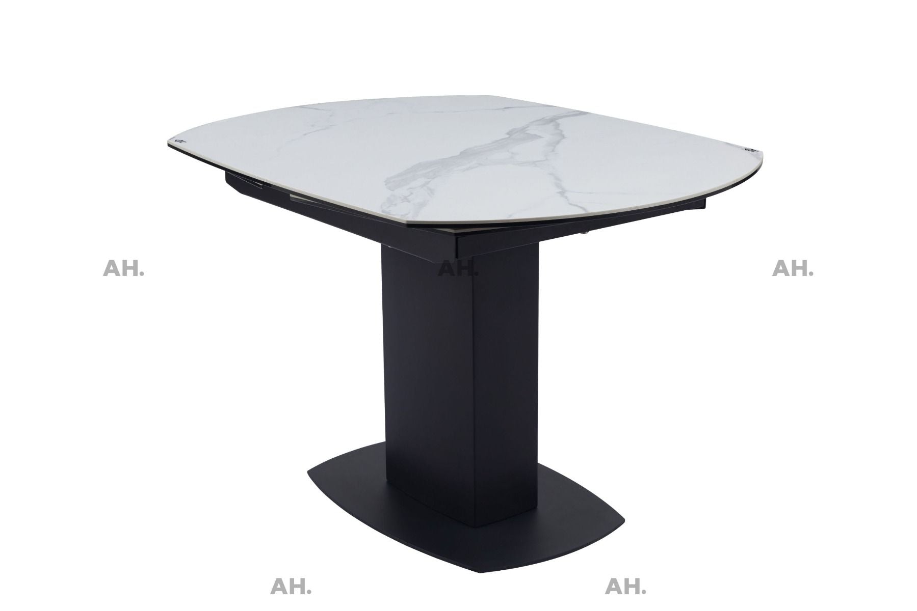 Oakwood Motion White Ceramic Swivel Extending Dining Table With Nicole Dining Chairs