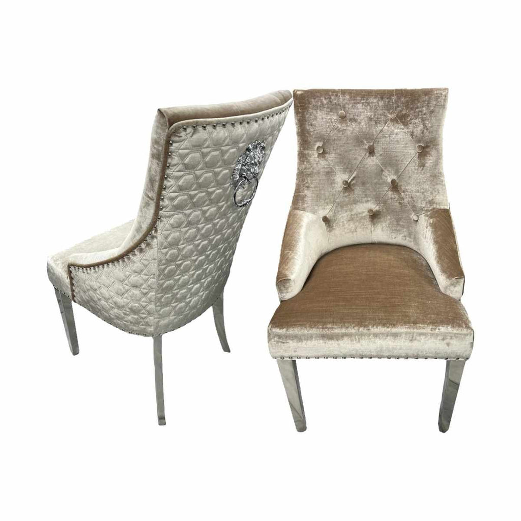 Oakwood Chelsea Mink Lion Knockerback Plush Velvet Dining Chairs