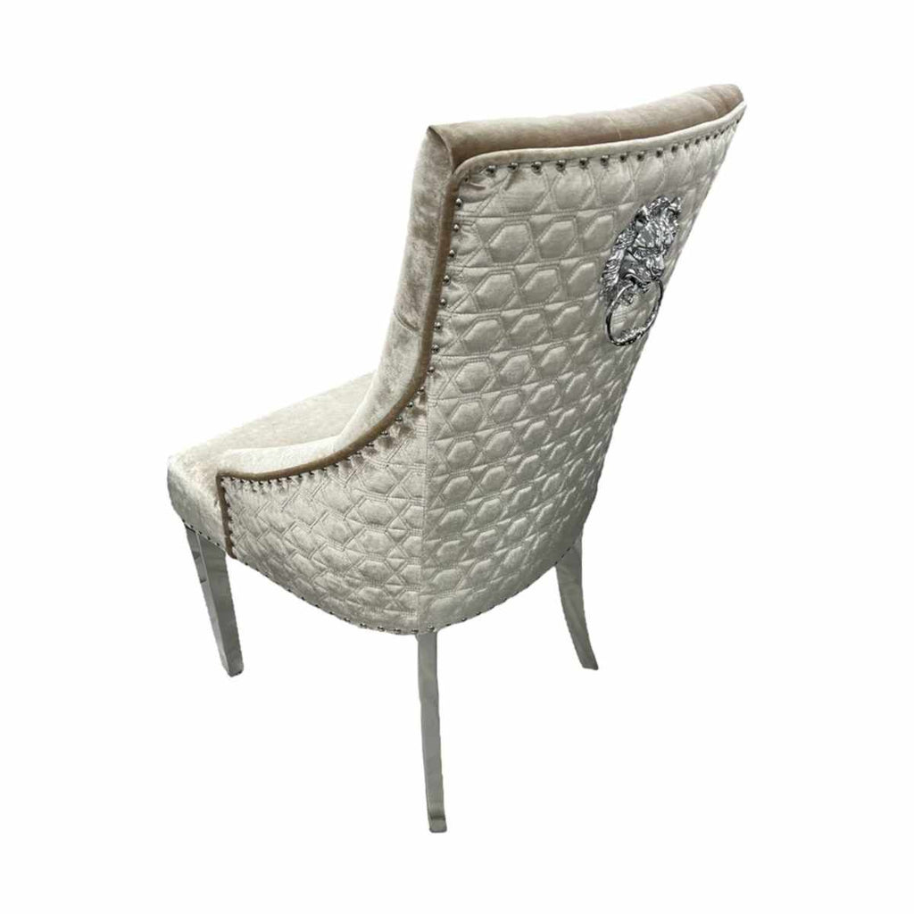 Oakwood Chelsea Mink Lion Knockerback Plush Velvet Dining Chairs