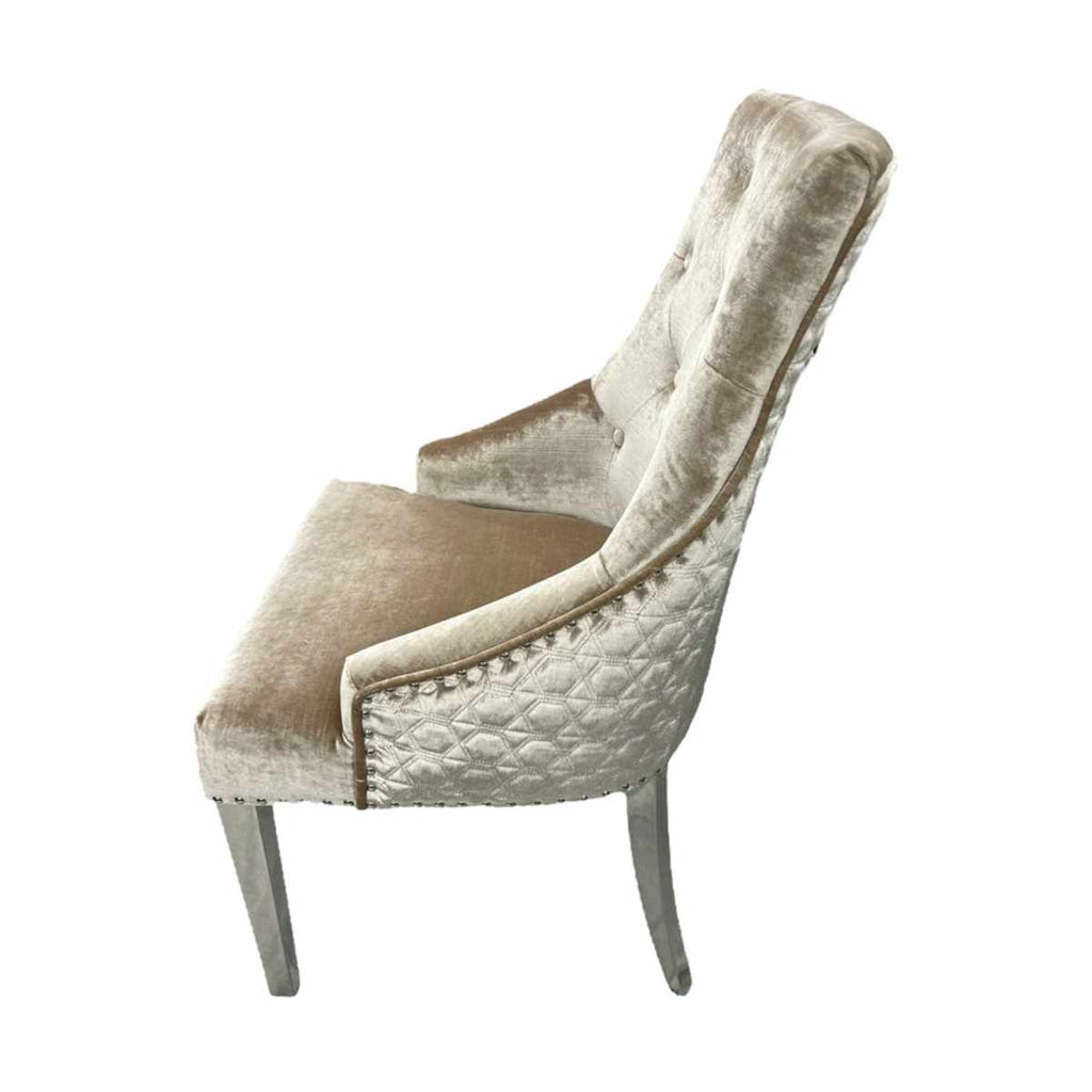 Oakwood Chelsea Mink Lion Knockerback Plush Velvet Dining Chairs