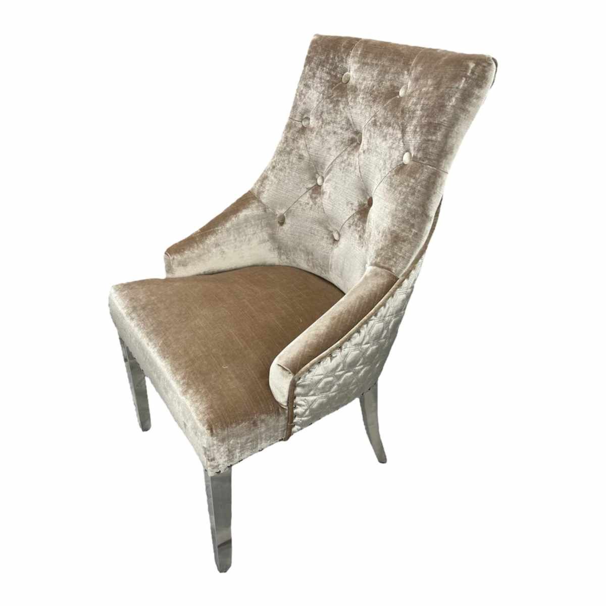 Oakwood Chelsea Mink Lion Knockerback Plush Velvet Dining Chairs