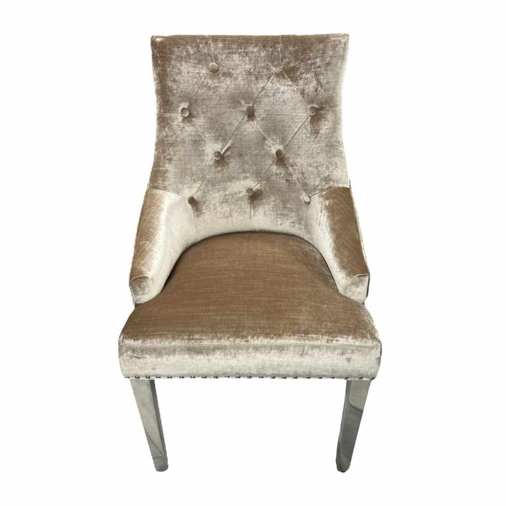 Oakwood Chelsea Mink Lion Knockerback Plush Velvet Dining Chairs