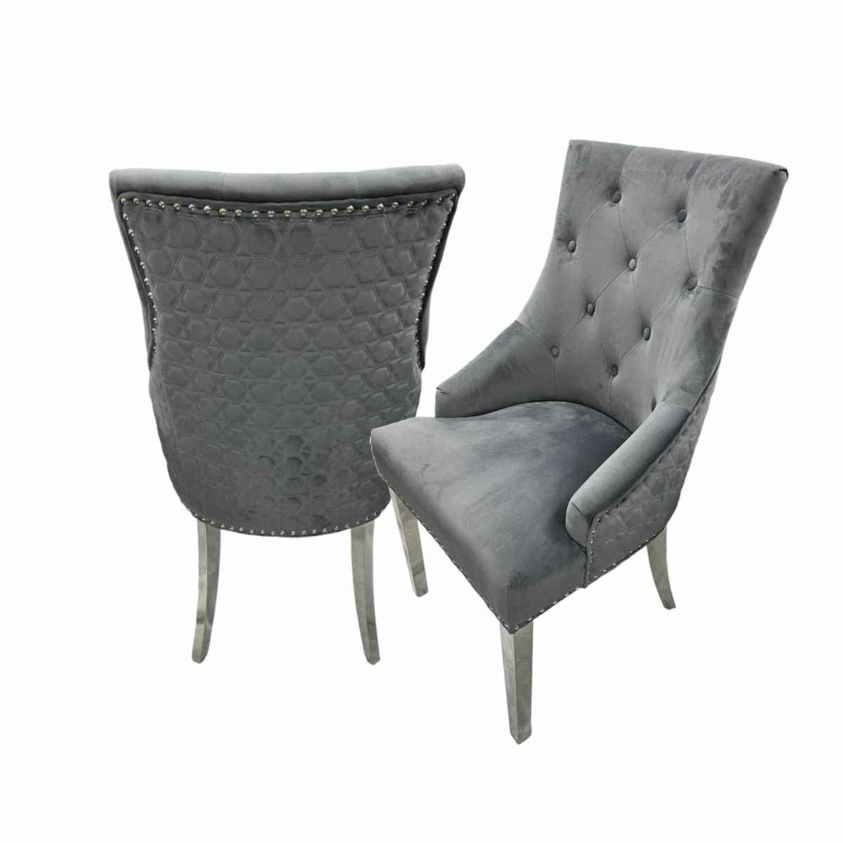 Oakwood Chelsea Dark Grey Plush Velvet Dining Chairs