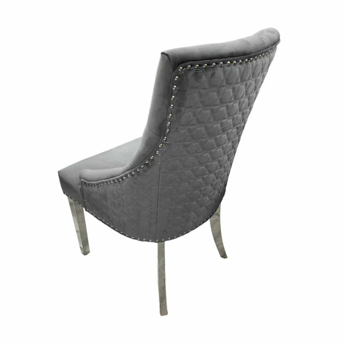 Oakwood Chelsea Dark Grey Plush Velvet Dining Chairs