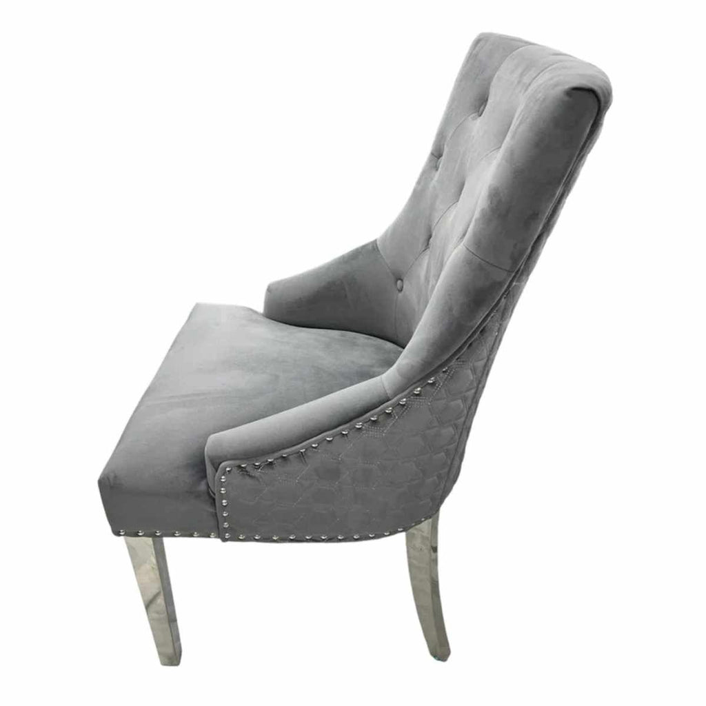Oakwood Chelsea Dark Grey Plush Velvet Dining Chairs