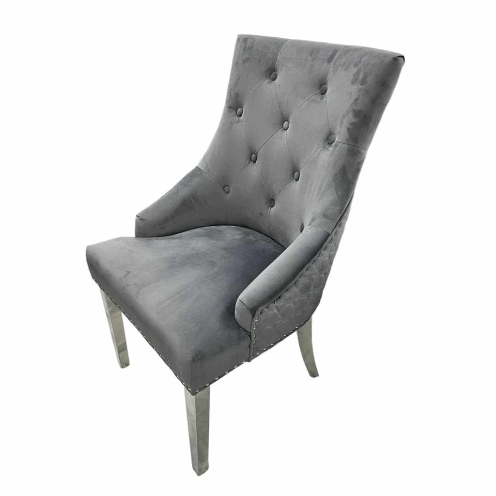 Oakwood Chelsea Dark Grey Plush Velvet Dining Chairs