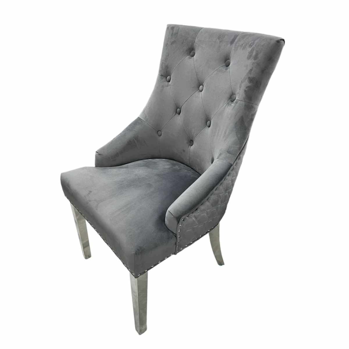 Oakwood Chelsea Dark Grey Plush Velvet Dining Chairs