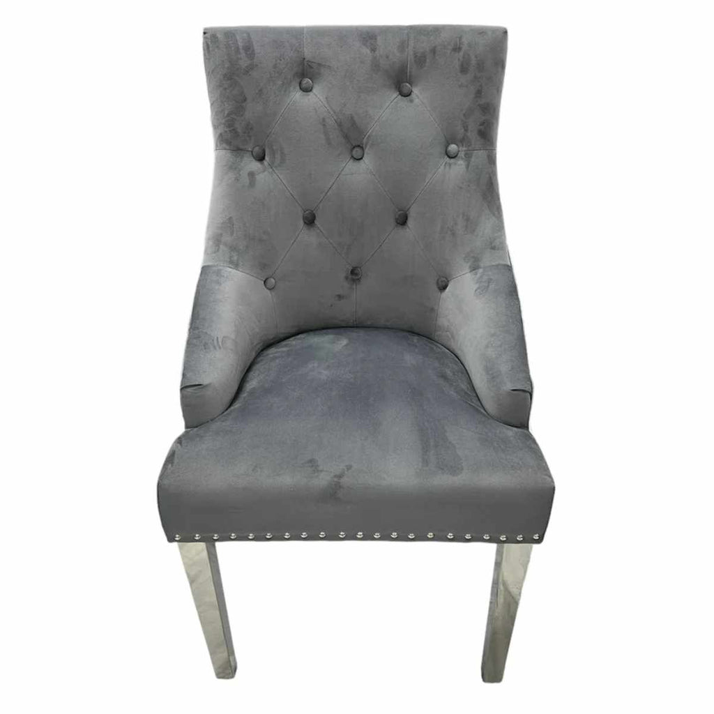 Oakwood Chelsea Dark Grey Plush Velvet Dining Chairs