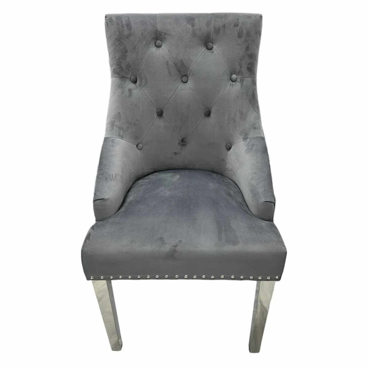 Oakwood Chelsea Dark Grey Plush Velvet Dining Chairs