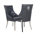 Oakwood Chelsea Dark Grey PU Leather Lion Knocker back Dining Chairs