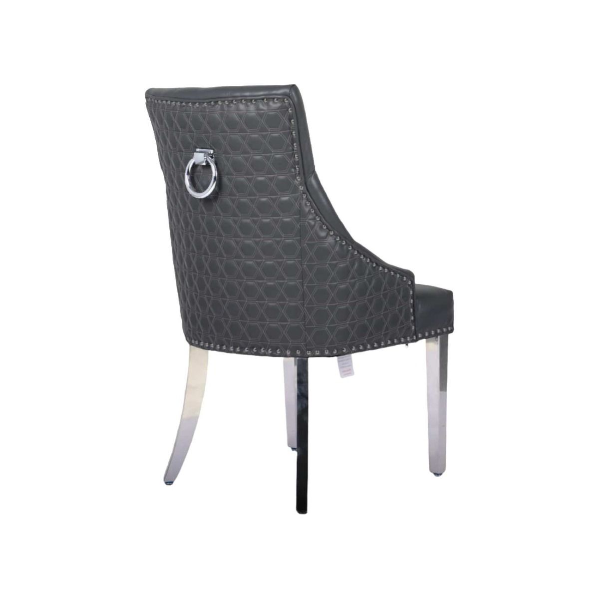 Oakwood Chelsea Dark Grey PU Leather Ring Knocker back Dining Chairs