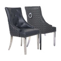 Oakwood Chelsea Dark Grey PU Leather Ring Knocker back Dining Chairs