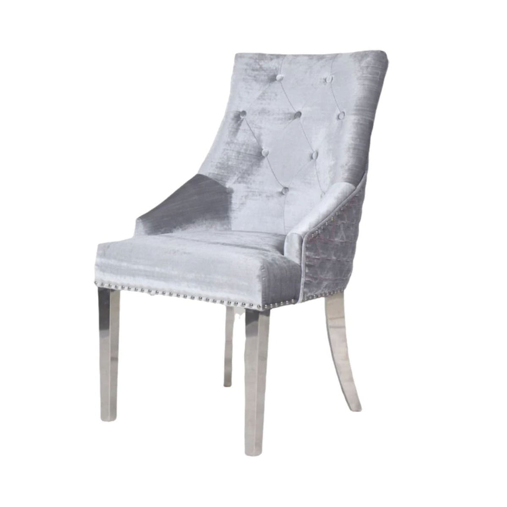 Oakwood Chelsea Shimmer Lion Knockerback Plush Velvet Dining Chairs