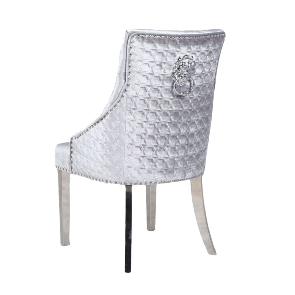 Oakwood Chelsea Shimmer Lion Knockerback Plush Velvet Dining Chairs