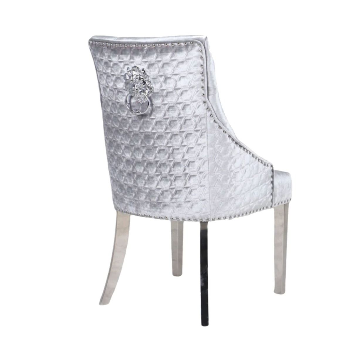 Oakwood Chelsea Shimmer Lion Knockerback Plush Velvet Dining Chairs