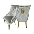 Oakwood Chelsea Gold Shimmer Lion Knockerback Plush Velvet Dining Chairs