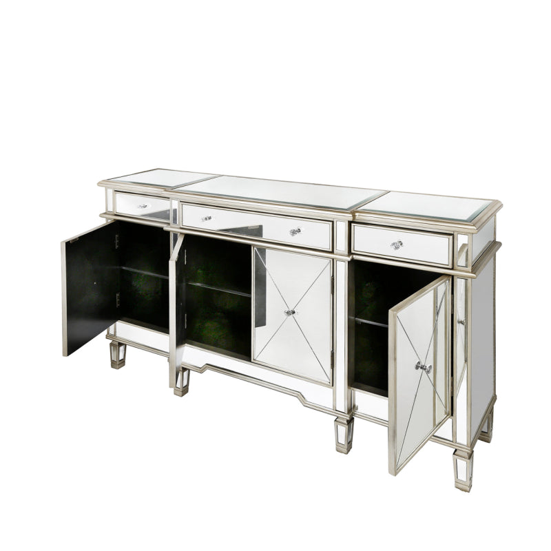Oakwood Lancaster Gold 3 Drawer 4 Door Mirror Cabinet