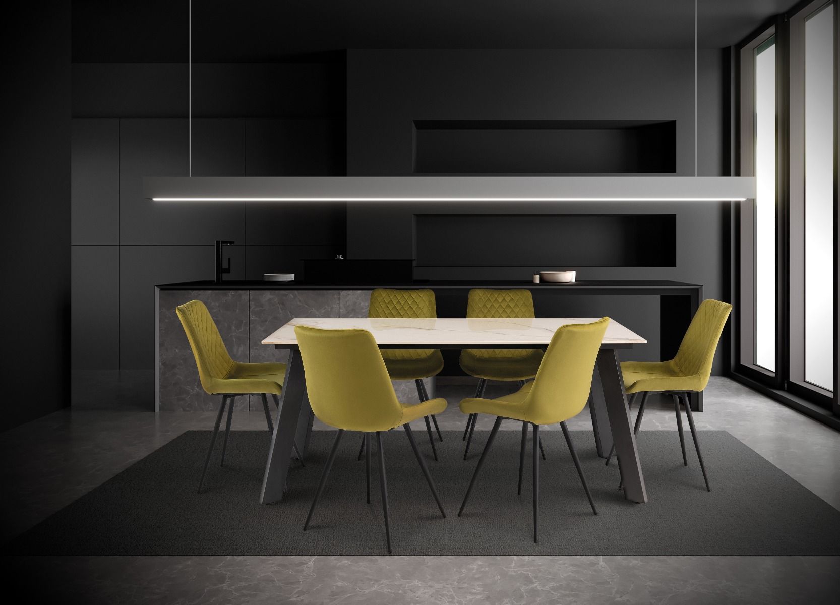 Oakwood Ruby 1.8m Kass Gold  White Ceramic Dining Table