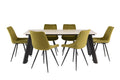 Oakwood Ruby 1.8m Dining Table - Kass Gold with Mabelo Velvet Dining Chairs - Olive