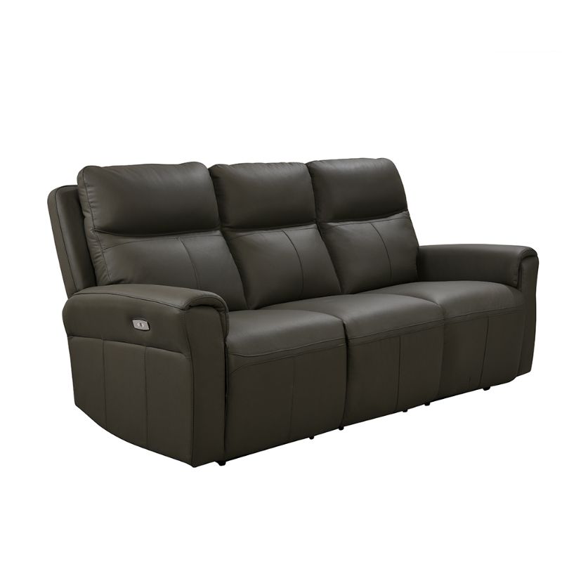 Oakwood Russo 3 Seater Ash Leather Electric Recliner Sofa
