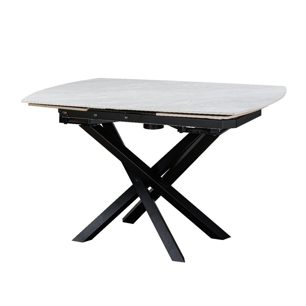 Oakwood Ezra Ceramic Pearla Grey 120/180cm Extending Dining Table Set