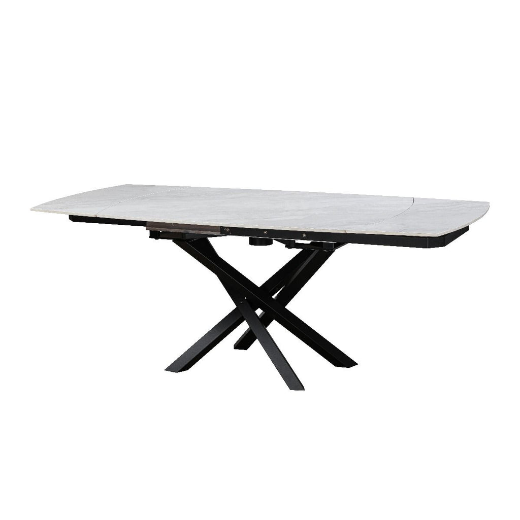 Oakwood Ezra Ceramic Pearla Grey 120/180cm Extending Dining Table Set