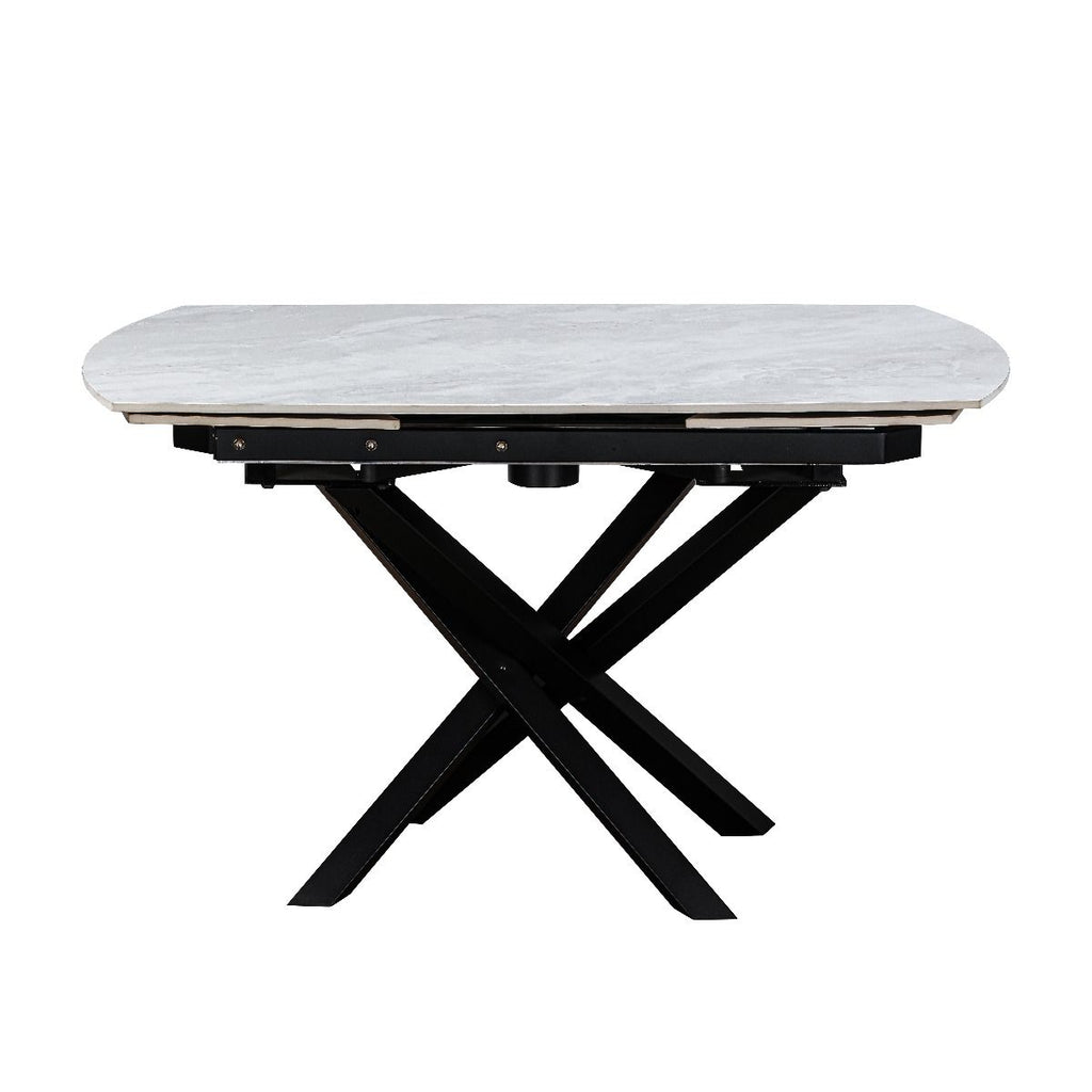 Oakwood Ezra Ceramic Pearla Grey 120/180cm Extending Dining Table Set